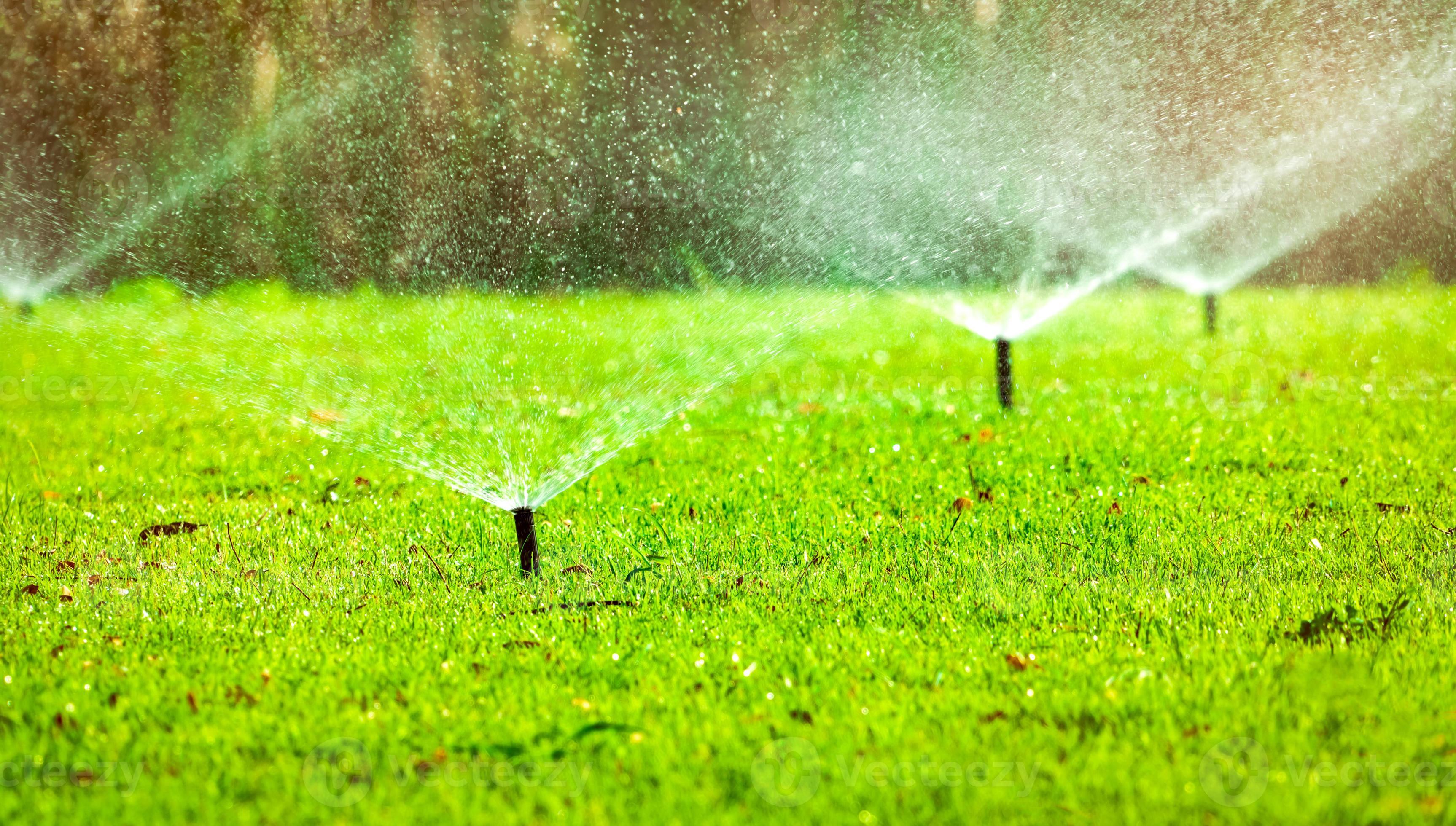 Professional sprinkler system watering lawn in Redding, CA